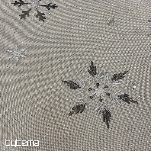 Mantel y pañuelo navideño bordado GRIS ESCAPO BLANCO