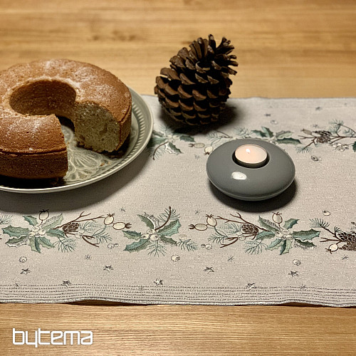 Mantel y pañuelo navideño bordado AGUJAS Y CONOS