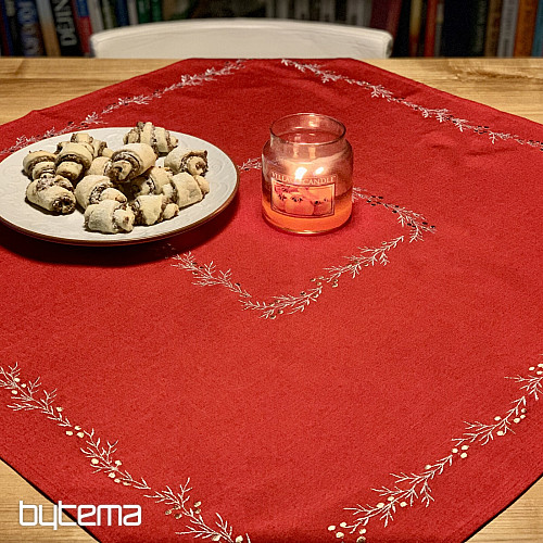Mantel y mantón navideño bordado ROJO MISTLET