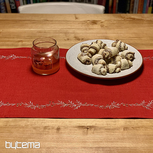 Mantel y mantón navideño bordado ROJO MISTLET