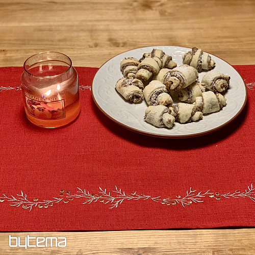 Mantel y mantón navideño bordado ROJO MISTLET