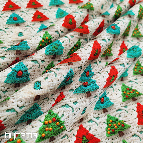 Tela de algodón ÁRBOLES DE CROCHET