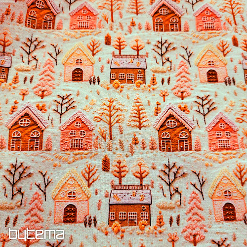 Tela de algodón PUEBLO DE NAVIDAD