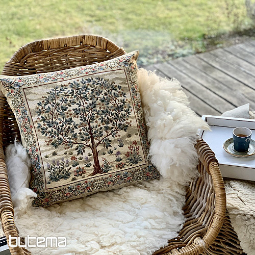 Funda de cojín tapiz ÁRBOL DE LA FELICIDAD beige