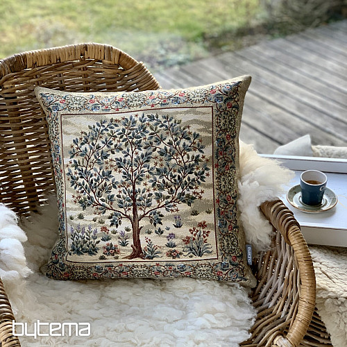 Funda de cojín tapiz ÁRBOL DE LA FELICIDAD beige