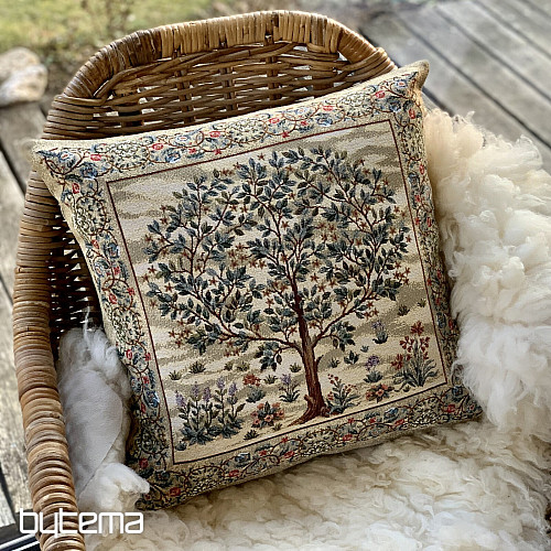 Funda de cojín tapiz ÁRBOL DE LA FELICIDAD beige