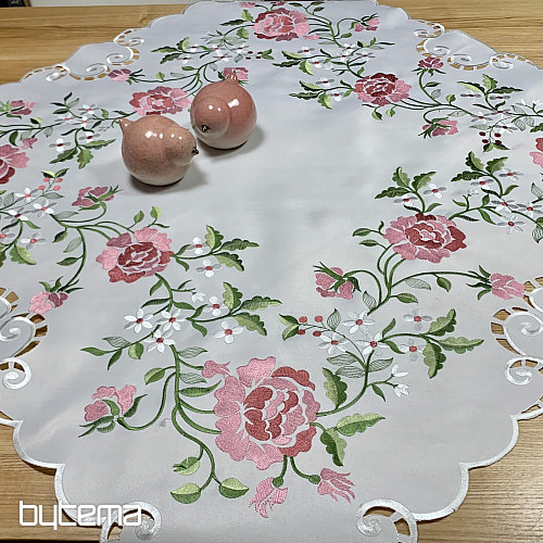 Mantel y bufanda bordados ROSA