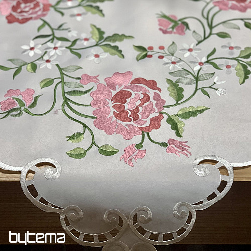 Mantel y bufanda bordados ROSA