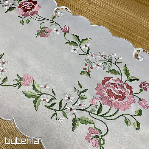 Mantel y bufanda bordados ROSA