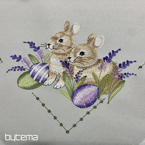 Mantel bordado CONEJO DE PASCUA con lavanda