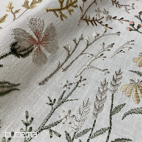 Tela decorativa bordada con flores JENGIBRE