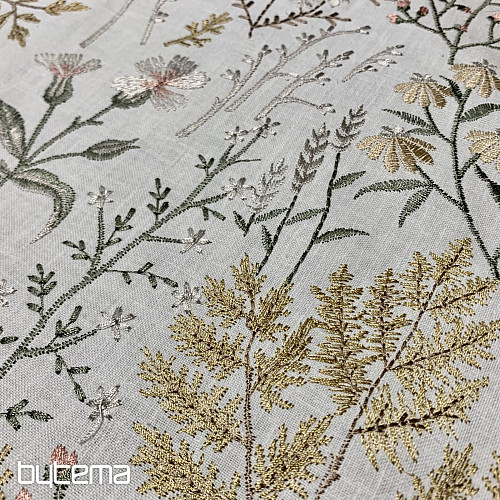 Tela decorativa bordada con flores JENGIBRE