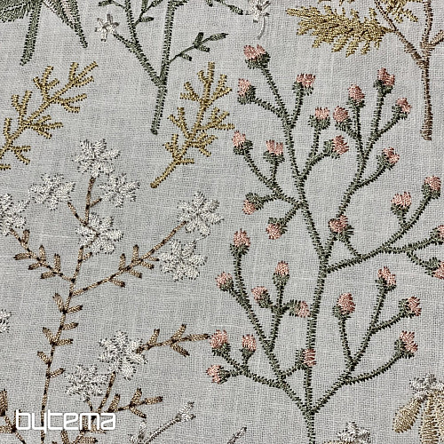 Tela decorativa bordada con flores JENGIBRE