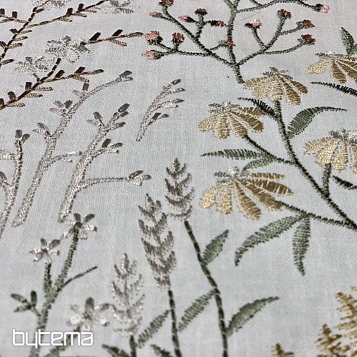 Tela decorativa bordada con flores JENGIBRE