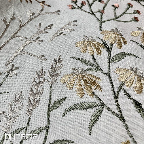 Tela decorativa bordada con flores JENGIBRE