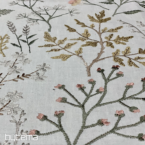 Tela decorativa bordada con flores JENGIBRE