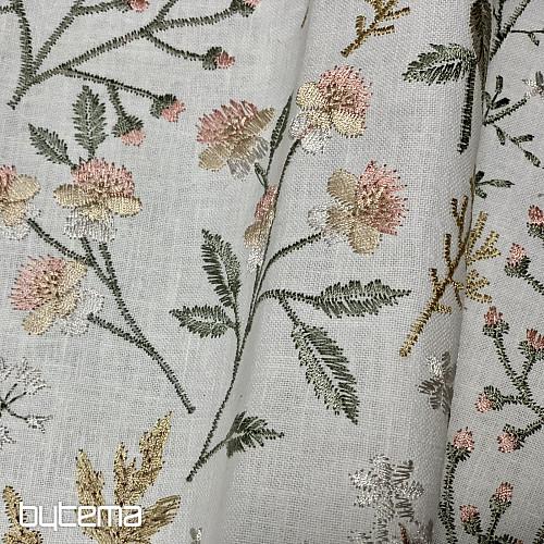 Tela decorativa bordada con flores JENGIBRE