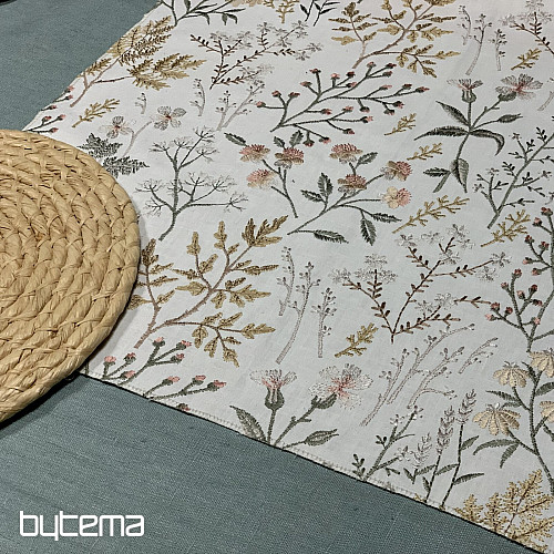 Tela decorativa bordada con flores JENGIBRE