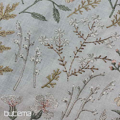 Tela decorativa bordada con flores JENGIBRE