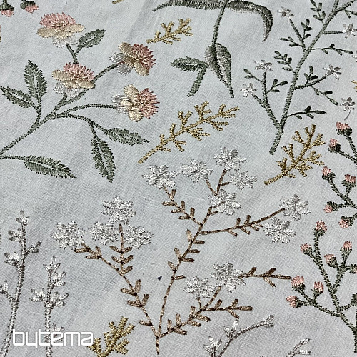 Tela decorativa bordada con flores JENGIBRE
