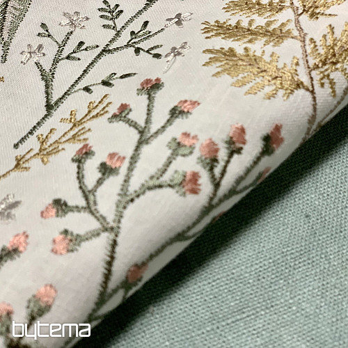 Tela decorativa bordada con flores JENGIBRE