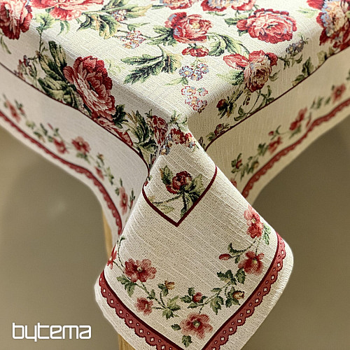 Mantel y pañuelo tapiz ENCAJE ROSA GRANDE