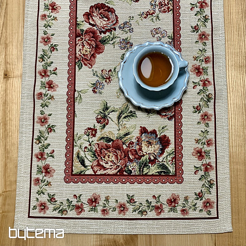 Mantel y pañuelo tapiz ENCAJE ROSA GRANDE