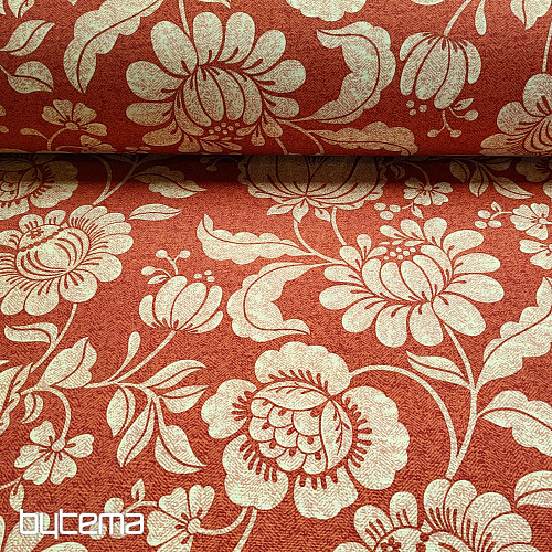 Tela decorativa FLORES DORADAS fondo canela