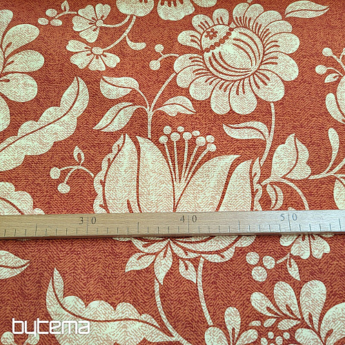Tela decorativa FLORES DORADAS fondo canela