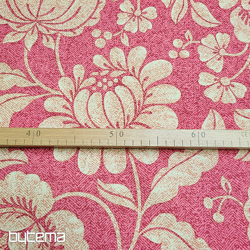 Tela decorativa FLORES DORADAS fondo rojo