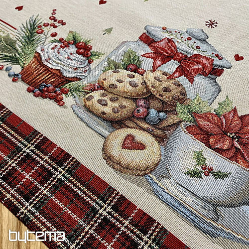 Mantel y bufanda tapiz CARAMELOS DE NAVIDAD