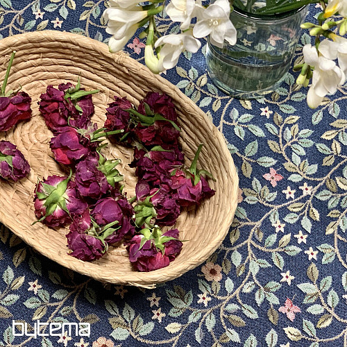 Mantel y pañuelo tapiz ÁRBOL DE LA FELICIDAD todo AZUL