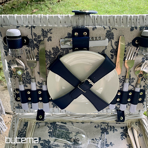 Cesta de picnic GARDEN blanca para 2 personas