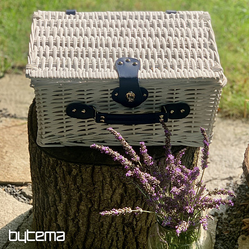 Cesta de picnic GARDEN blanca para 2 personas