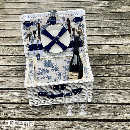 Cesta de picnic GARDEN blanca para 2 personas