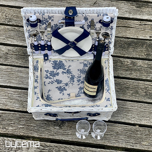 Cesta de picnic GARDEN blanca para 2 personas