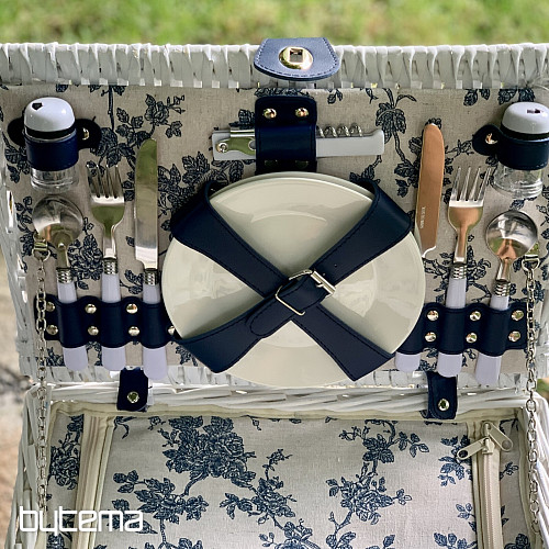 Cesta de picnic GARDEN blanca para 2 personas