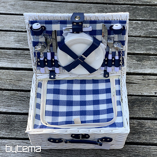 Cesta de picnic GARDEN blanca para 4 personas