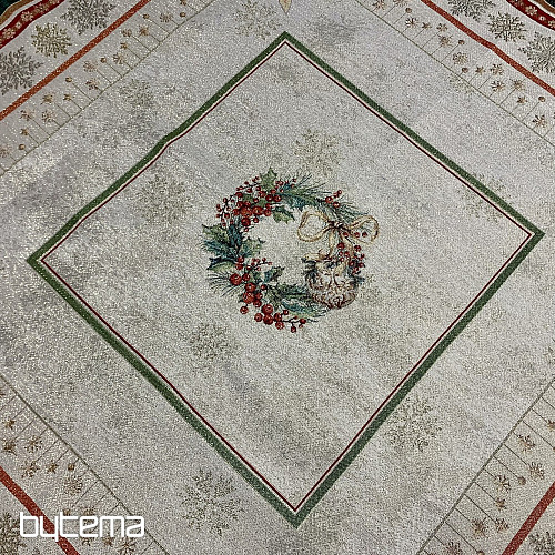 Mantel tapiz y pañuelo VELAS LLAMAS ribete verde