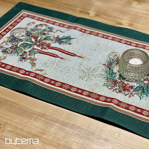 Mantel tapiz y pañuelo VELAS LLAMAS ribete verde