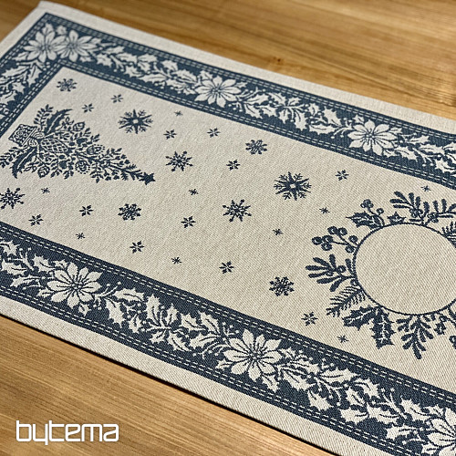 Mantel y bufanda tapiz FOLK CHRISTMAS azul