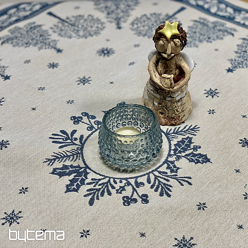 Mantel y bufanda tapiz FOLK CHRISTMAS azul