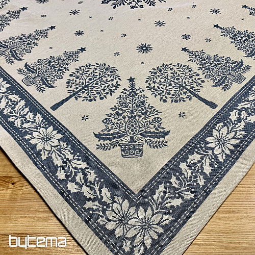 Mantel y bufanda tapiz FOLK CHRISTMAS azul