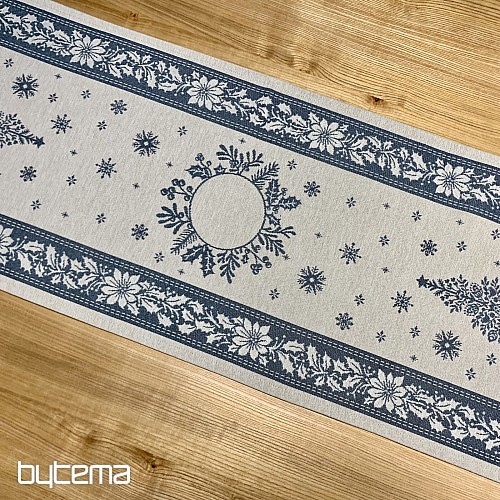 Mantel y bufanda tapiz FOLK CHRISTMAS azul