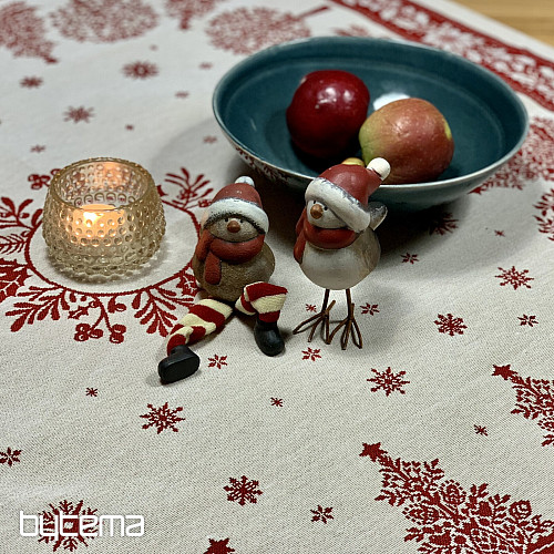 Mantel y pañuelo tapiz FOLK CHRISTMAS rojo