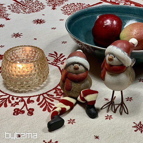 Mantel y pañuelo tapiz FOLK CHRISTMAS rojo
