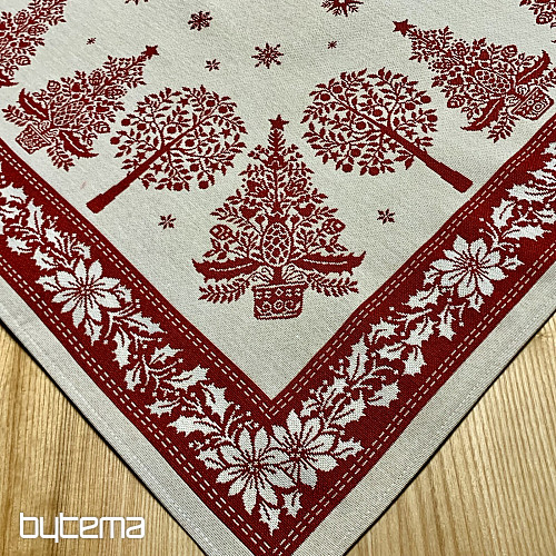 Mantel y pañuelo tapiz FOLK CHRISTMAS rojo