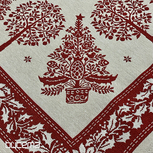 Mantel y pañuelo tapiz FOLK CHRISTMAS rojo