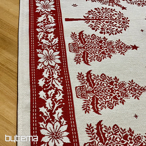 Mantel y pañuelo tapiz FOLK CHRISTMAS rojo
