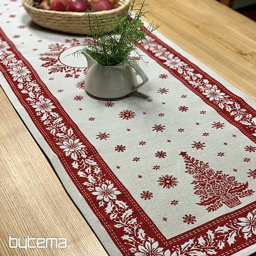 Mantel y pañuelo tapiz FOLK CHRISTMAS rojo